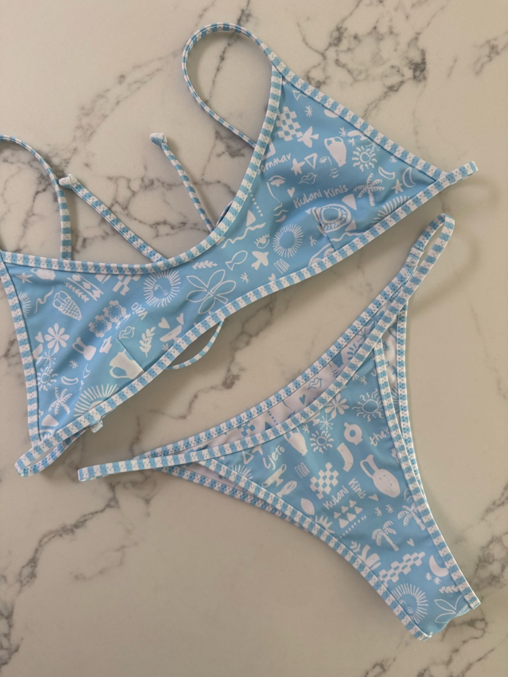 Kulani Kinis Bralette Top & Tanning Thong Bikini SET - Cloud Kisses - Size XS - Picture 2 of 11